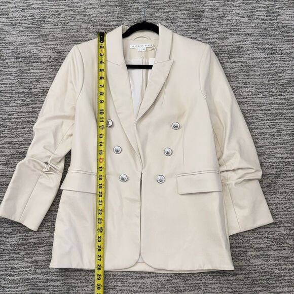 VERONICA BEARD Beacon Faux Leather Dickey Blazer in Ecru Size 8 Revolve - Picture 9 of 14